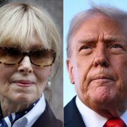 Esta combinación de imágenes muestra a E. Jean Carroll y Donald Trump