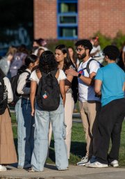 Students gather on the campus