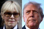 Esta combinación de imágenes muestra a E. Jean Carroll y Donald Trump