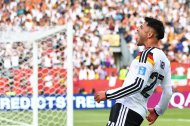 El centrocampista alemán Nadiem Amiri celebra el segundo gol de su equipo durante el partido de fútbol del Grupo E del Mundial de 2026 entre Alemania y Costa de Marfil en el Estadio de Toronto, el 20 de junio de 2026.