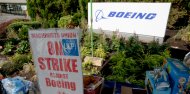 Trabajadores de Boeing en huelga en Renton.