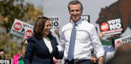 Elecciones Presidenciales 2024 | La vicepresidenta Kamala Harris, junto al gobernador de California, Gavin Newsom, durante un acto de campaña contra su destitución en el Centro de Formación de Aprendizaje Conjunto IBEW-NECA en San Leandro, California, 8 de septiembre de 2021.