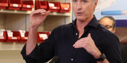 California Governor Gavin Newsom speaks during a press conference announcing $11 insulin and prescription drugs with the CalRX program inside a Cedars-Sinai pharmacy in Los Angeles, California on October 16, 2025. (Photo by Patrick T. Fallon / AFP)