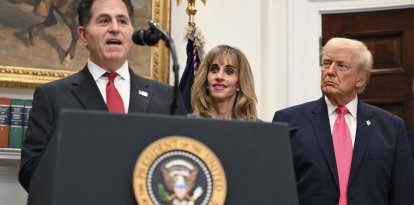 Michael Dell y Susan Dell con Donald Trump/ Andrew Caballero- Reynolds