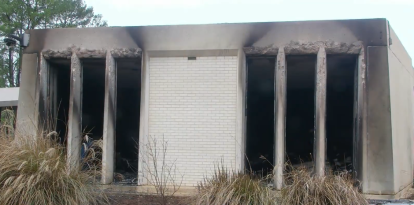 Captura de pantalla de la fachada de la congregación Beth Israel tras un incendio a inicios de enero