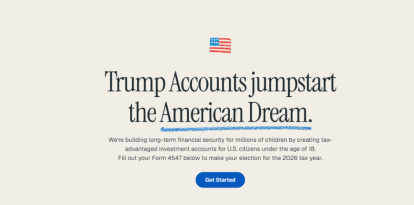 Captura de pantalla de la Página oficial de las Cuentas Trump