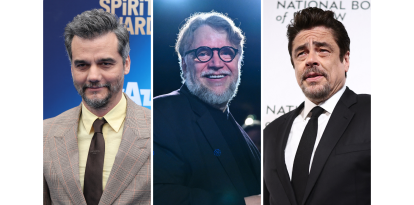 Hispanos por el Oscar 2026: Wagner Moura (I), Guillermo del Toro (C) Benicio del Toro(D)