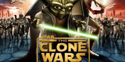 Cartel de las Clone Wars con Yoda en primer plano