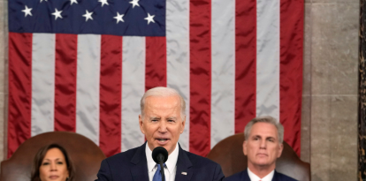 Imagen de Joe Biden durante su intervención ante el Congreso para pronunciar su segundo Discurso sobre el Estado de la Unión el 7 de febrero de 2023.