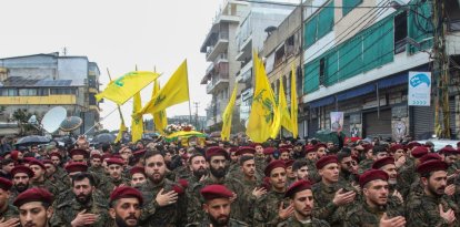 Miembros del grupo terrorista Hezbolá (Mahmoud Zayyat/AFP).