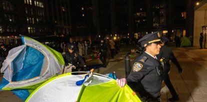 Protestas pro-Palestinas en la Universidad de Nueva York en abril de 2024.