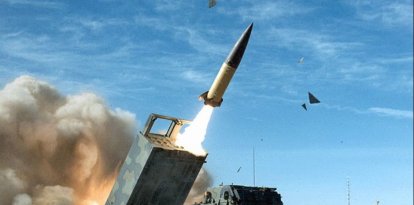 An ATACMS missile launched from an M270 MLRS