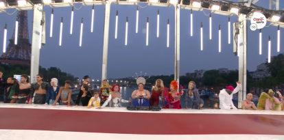 Varios artistas y modelos 'drag queens' haciendo una recreación de la Última Cena en la inauguración de los Juegos Olímpicos París 2024