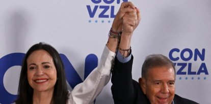 Machado y González en Caracas el 29 de julio de 2024, un día después de las elecciones presidenciales venezolanas.