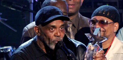 LOS ANGELES, CA - JULY 1: Singer Frankie Beverly (C) accepts the Cadillac Lifetime Achievement Award onstage during the 2012 BET Awards at The Shrine Auditorium on July 1, 2012 in Los Angeles, California. (Photo by Vince Bucci/PictureGroup)