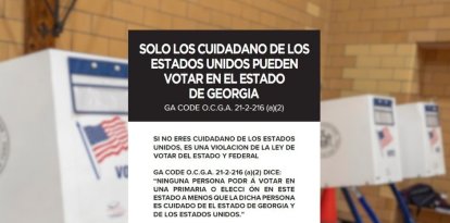 Advertencia en español a los no ciudadanos en Georgia