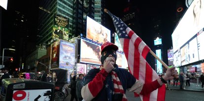 Un seguidor de Donald Trump en Times Square, NYC