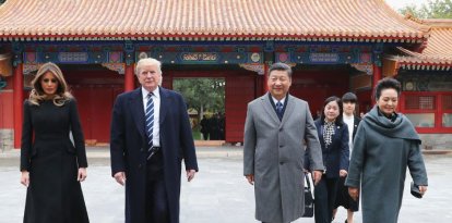 El presidente electo Donald Trump y el mandatario chino Xi Jinping durante una visita oficial en 2017