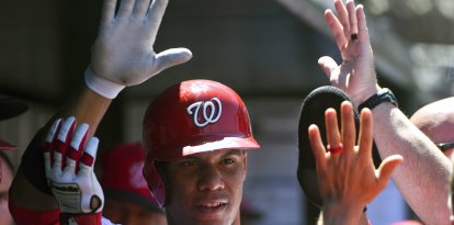 Juan Soto en el dugout