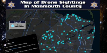 Lugares donde se ha denunciado la presencia de drones en el condado de Monmouth.