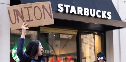 Imagen de archivo de una huelga contra Starbucks