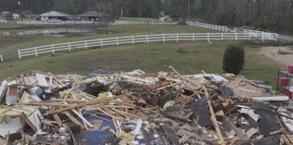 Captura de pantalla de un tornado en Mississippi