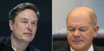 Elon Musk y el canciller alemán, Olaf Scholz