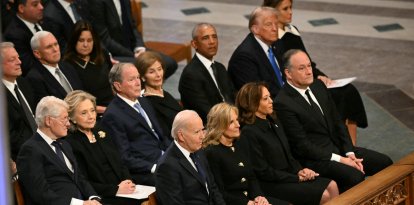 Joe Biden, Bill Clinton, George W. Bush, Barack Obama y Donald Trump en el funeral de Jimmy Carter.