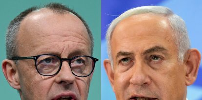 Merz and Netanyahu in a composite file photo