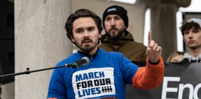 Hogg durante un rally en Boston/ Joseph Prezioso