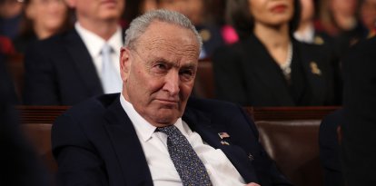 US Senate Minority Leader Chuck Schumer (D-NY) listens to US President Donald Trump's address to a joint session of Congress at the US Capitol in Washington, DC, on March 4, 2025. (Photo by Win McNamee / POOL / AFP)