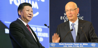 El presidente chino, Xi Jinping, y el del Foro Económico Mundial, Klaus Schwab
