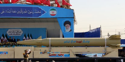 Exhibición de un misil Qasem Soleimani en 2024