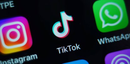 View of the app for TikTok on a phone screen