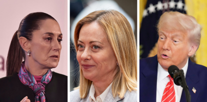 Claudia Sheinbaum, Giorgia Meloni y Donald Trump.