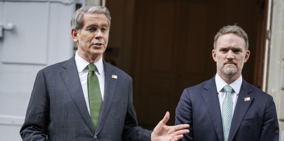 US Treasury Secretary Scott Bessent (L) and US Trade Representative Jamieson Greer speak to the media after talks between seniors US and Chinese officials on tariffs at the residence of the permanent Swiss ambassador to the United Nations in Geneva on May 11, 2025. US officials voiced optimism on May 11, at the end of a weekend of trade talks with China aimed to de-escalate trade tensions sparked by President Donald Trump's aggressive tariff rollout. (Photo by VALENTIN FLAURAUD / AFP)