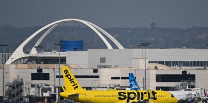 Un avión Airbus A320 de Spirit Airlines en el Aeropuerto Internacional de Los Ángeles