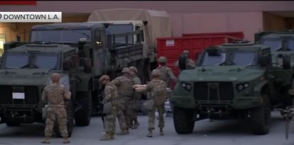 Llegada de miembros de la Guardia Nacional a LA.
