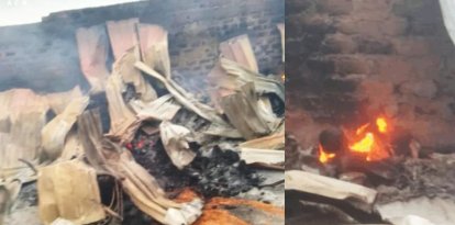 Incendios provocados por los atacantes que masacraron a 200 cristianos