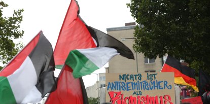 Antisemitic demonstration in Berlin, Germany.