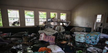 Edificio del Camp Mystic dañado por las inundaciones