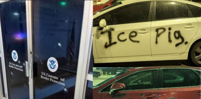Fotografías recientes de ataques contra el ICE compartidas por las autoridades.