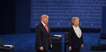 Donald Trump y Hillary Clinton en el debate presidencial 2016