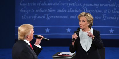 Donald Trump and Hillary Clinton debate in 2016