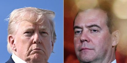 Donald Trump y el exmandatario ruso Dmitry Medvedev en una imagen de archivo