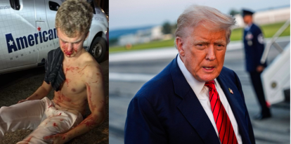 Foto editada donde se muestra a la víctima, Edward Coristine, y al presidente Trump