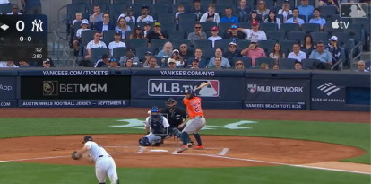 Captura de pantalla del resumen del partido Astros vs. Yankees (8/8/25) de la MLB