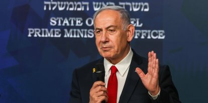 El primer ministro israelí, Benjamín Netanyahu, habla durante una conferencia de prensa en Jerusalén, el miércoles 21 de mayo de 2025.
