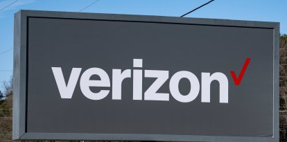 Una publicidad de Verizon-Imagen de Archivo
