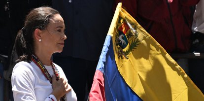 María Corina Machado durante protestas en Caracas en agosto del 2024.